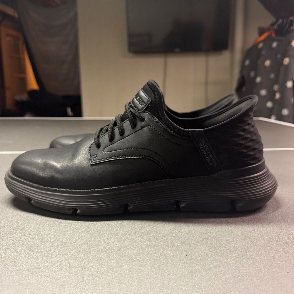 Skechers Slip-ins Arch Fit Black Leather Casual Walking Shoes Men's US 12 EU 46 - Picture 4 of 8